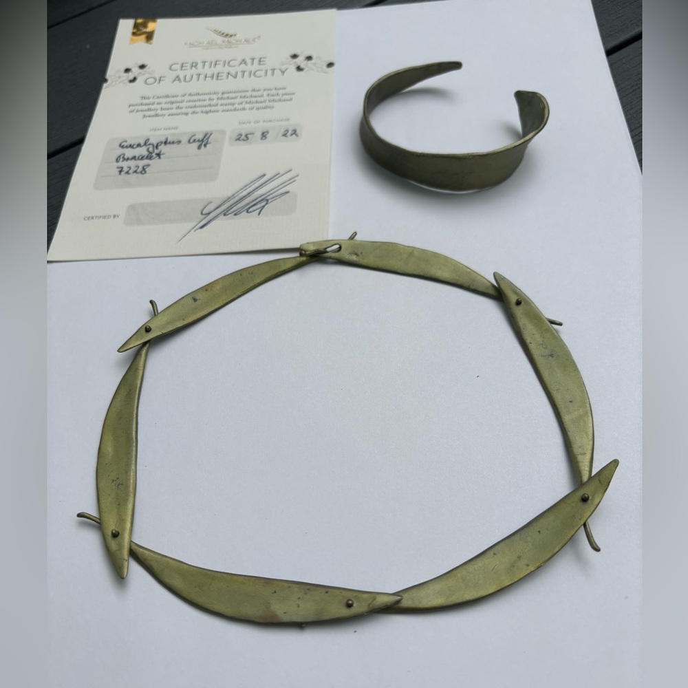 Michael Michaud Authentic Eucalyptus Leaf Bracelet + Eucalyptus leaf Necklace
